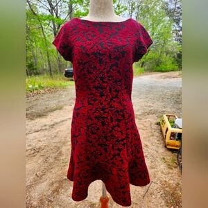 Beautiful lily rose black and red dress with floral print